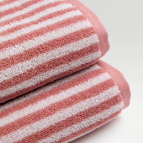 Christy Portobello Stripe Bath Sheets | Set of 2 | 100% Combed Cotton | 550GSM | 90cm x 160cm | Quick Dry | Rose Pink