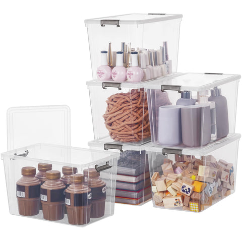 Citylife 6Packs 6.5L Plastic Storage Boxes with Lids, Clear Stackable Storage Box with Handle, Collection Boxes for Organizing Toys, Snacks, Tools