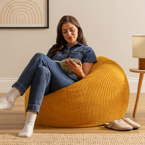 icon Kingston Cord Bean Bag with Filling Included, Set of 2, Yellow