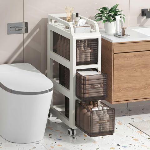 ZHYOCOGY Bathroom Storage with Drawers, 20cm Wide Slim Storage Cabinet