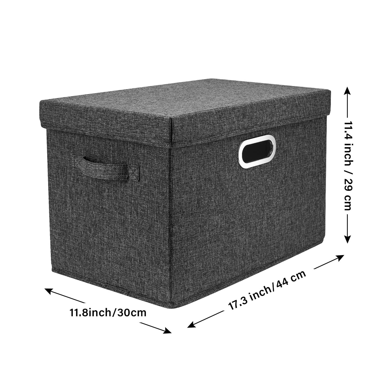 TYEERS Large Storage Box with Lid, Collapsible, Washable, Fabric Storage Box for Clothes, Wardrobe Storage, 44x30x29 cm, Set of 5, Black