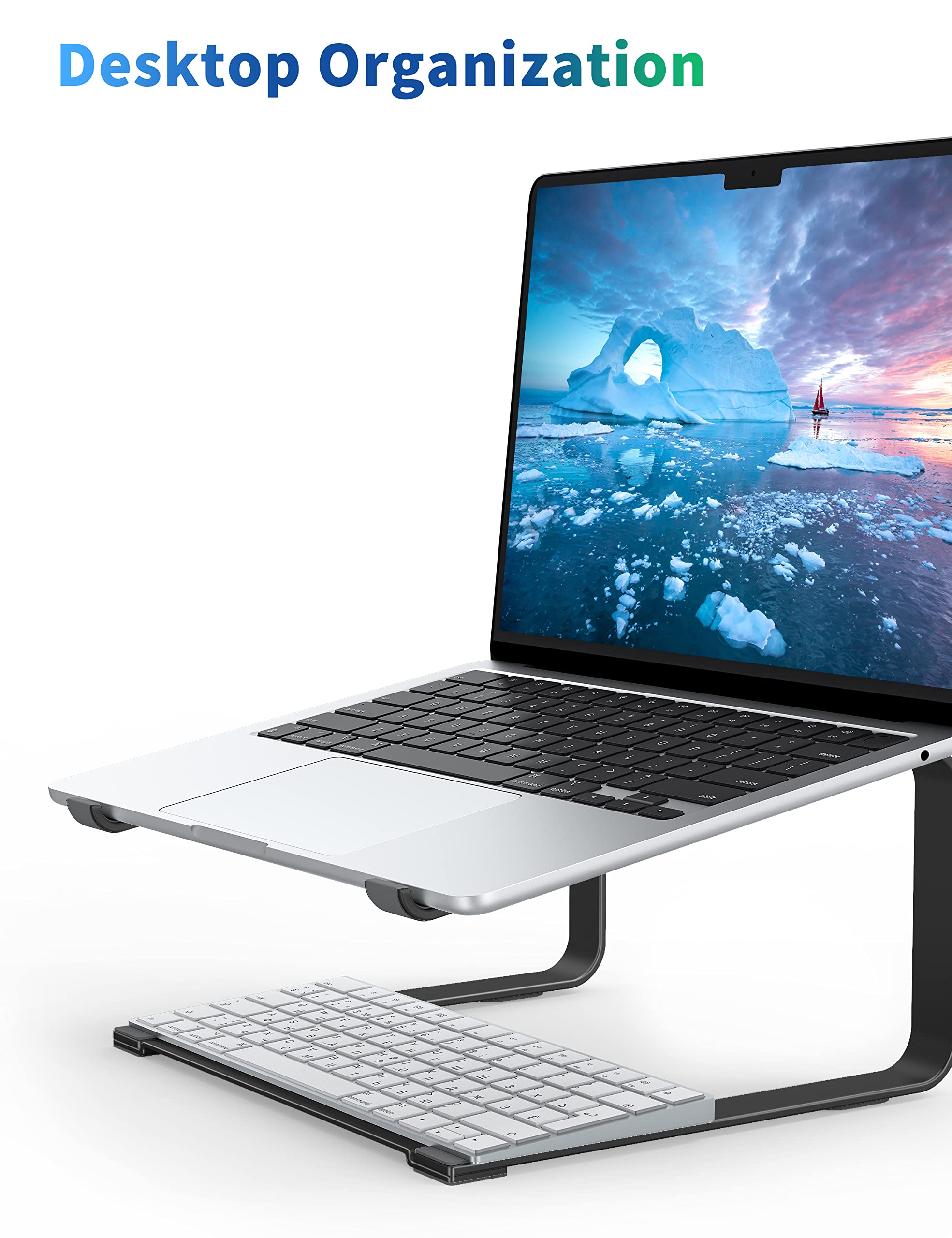 SOUNDANCE Laptop Stand for Desk, Metal Computer Riser, Heavy Stable PC Holder, Ergonomic Laptops Elevator for 12 to 17.3 Inches Notebook Computer