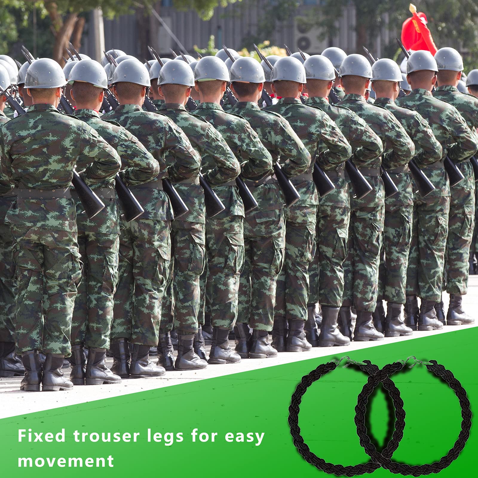 QincLing 10 Pieces Elastic Boot Straps Trouser Twists Leg Ties Blousing Garters with Metal Hooks for Navy Army Air Force