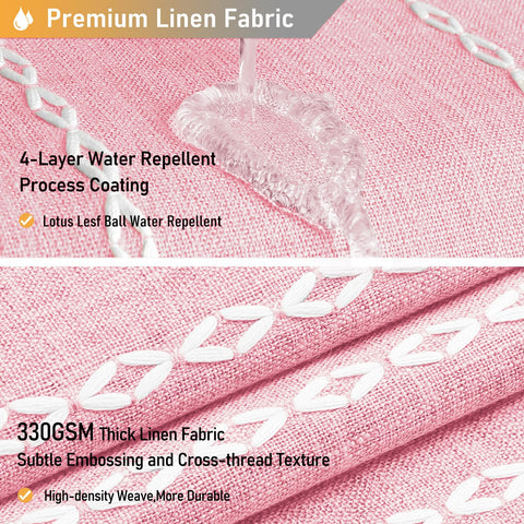 BTTN Long Boho Farmhouse Striped Weighted Shower Curtain, 183x201cm, Pink