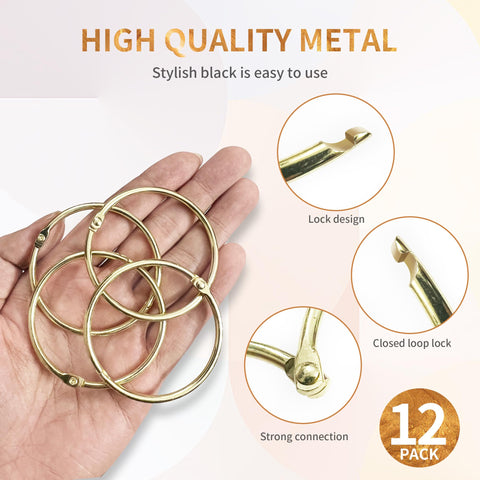 12Pack Metal Round Shower Ring Hooks,O Rings Rustproof Shower Curtain Hooks