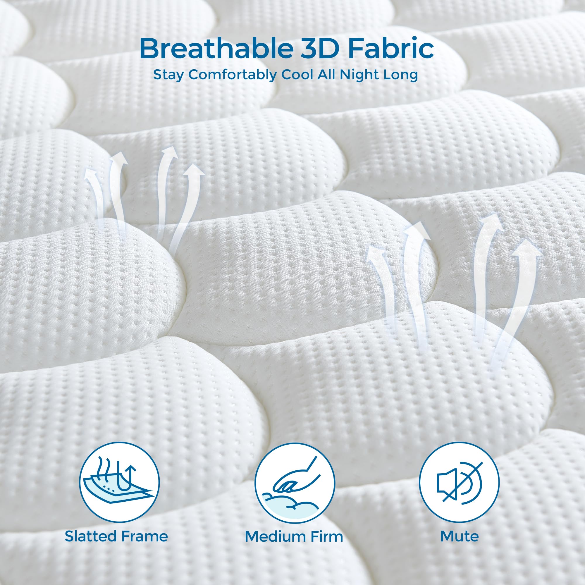 dosleeps King Size Mattress 5FT,9 Inch 9-Zone Orthopedic Mattress with Memory Foam & Pocket Springs and 3D Breathable Fabric- Motion Isolation