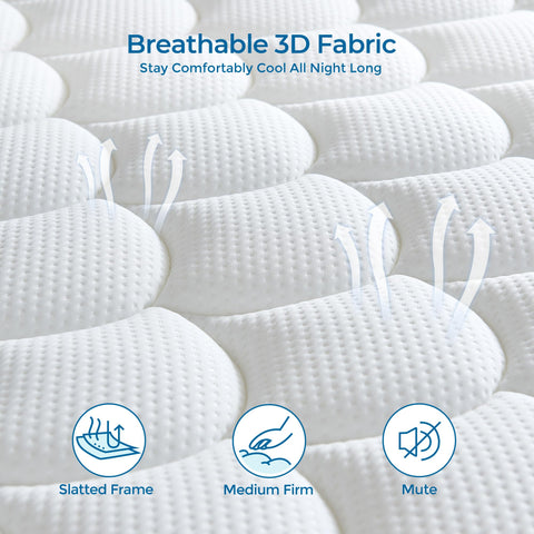 dosleeps King Size Mattress 5FT,9 Inch 9-Zone Orthopedic Mattress with Memory Foam & Pocket Springs and 3D Breathable Fabric- Motion Isolation