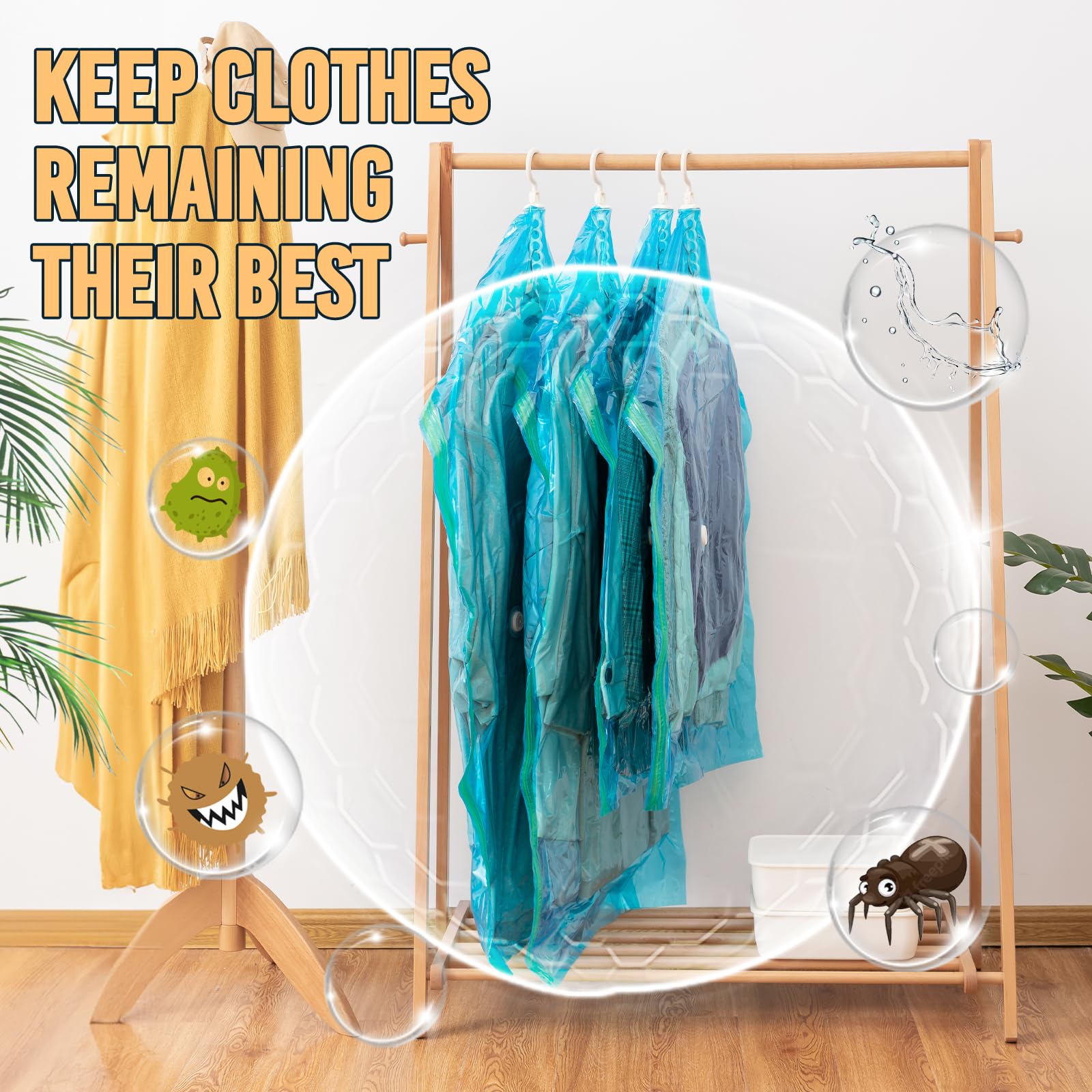 TAILI Hanging Vacuum Storage Bags, Vacuum Storage Bags for Coats, 4 Combo