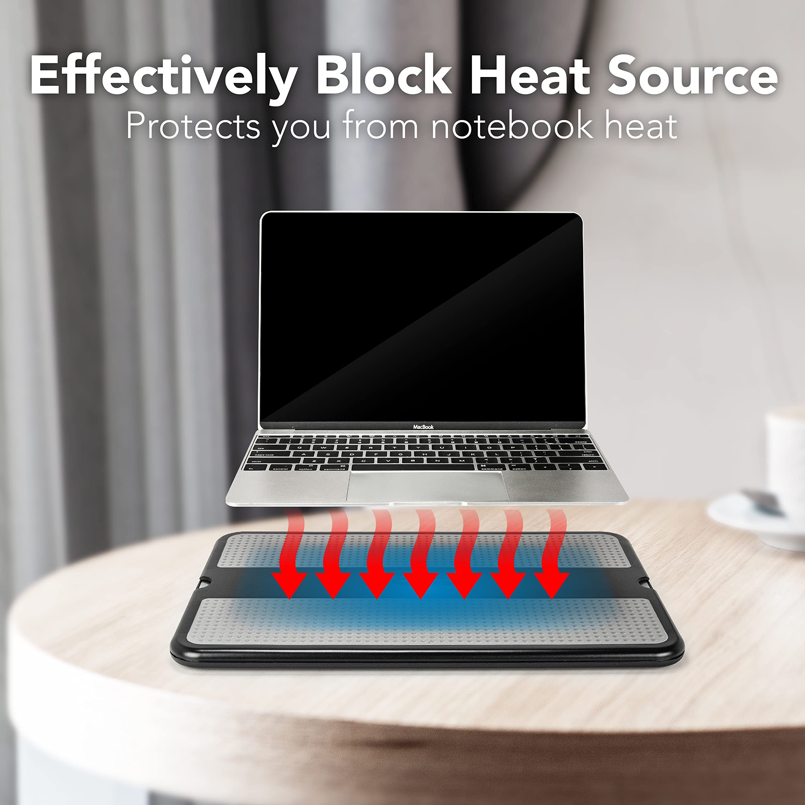 EHO Laptop Lap Pad - Laptop Stand Pad w Retractable Mouse Pad Tray, Anti-Slip Heat Shield Tablet Notebook Computer Stand Table w/Sturdy Stable Cooler