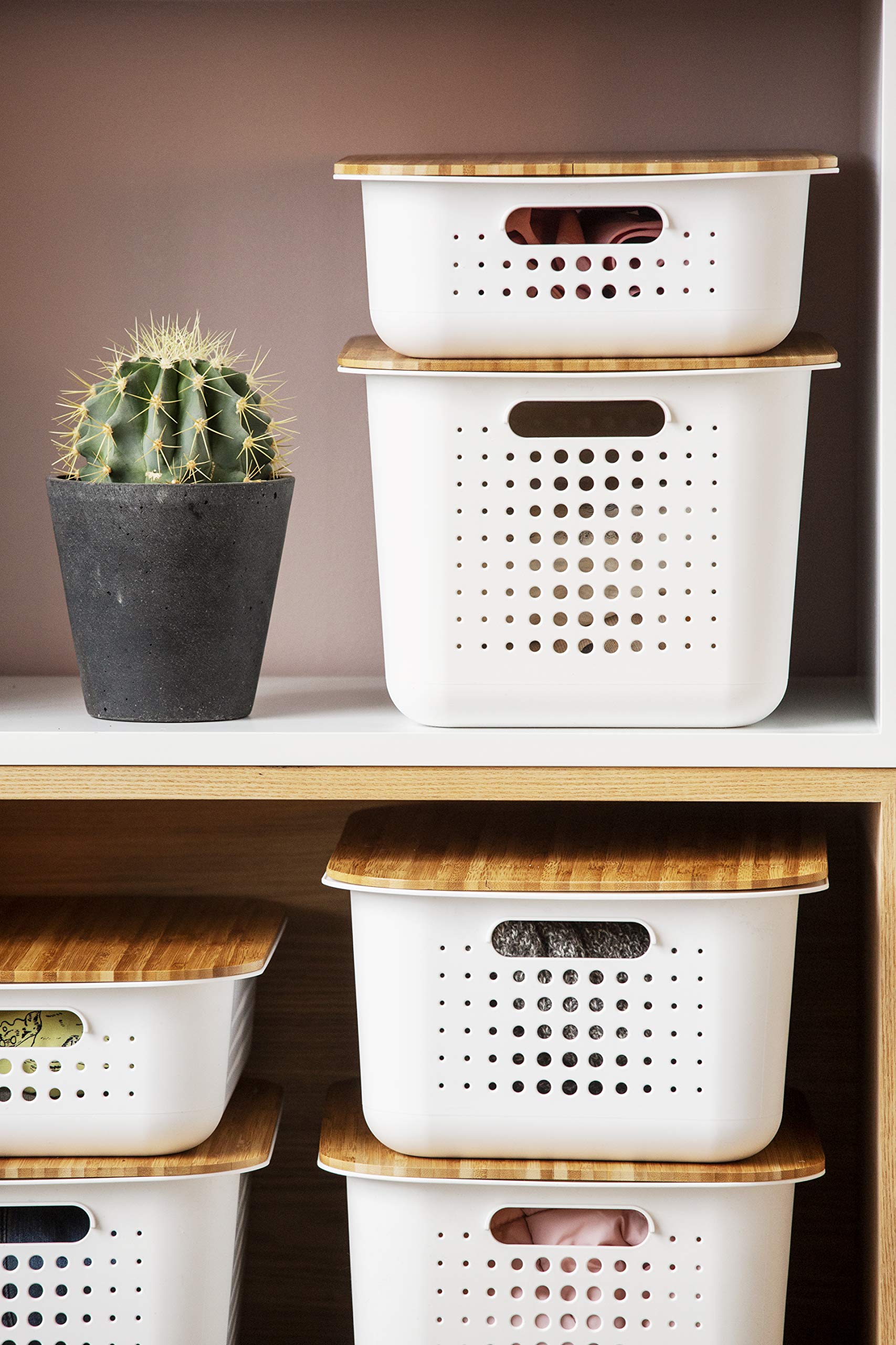SmartStore Basket Bamboo lid - One size lid - Fits SmartStore Recycled Baskets: 6L, 10L, 13L - Sustainable, Stackable and Nestable