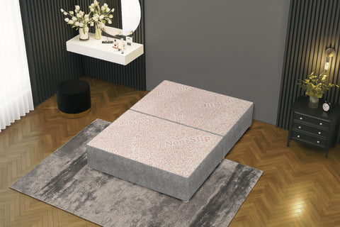 Bed Centre Tweed Grey Flexby Divan Bed Base – Upholstered Platform Frame | Super King (6FT) | Optional Headboard & Storage Drawers