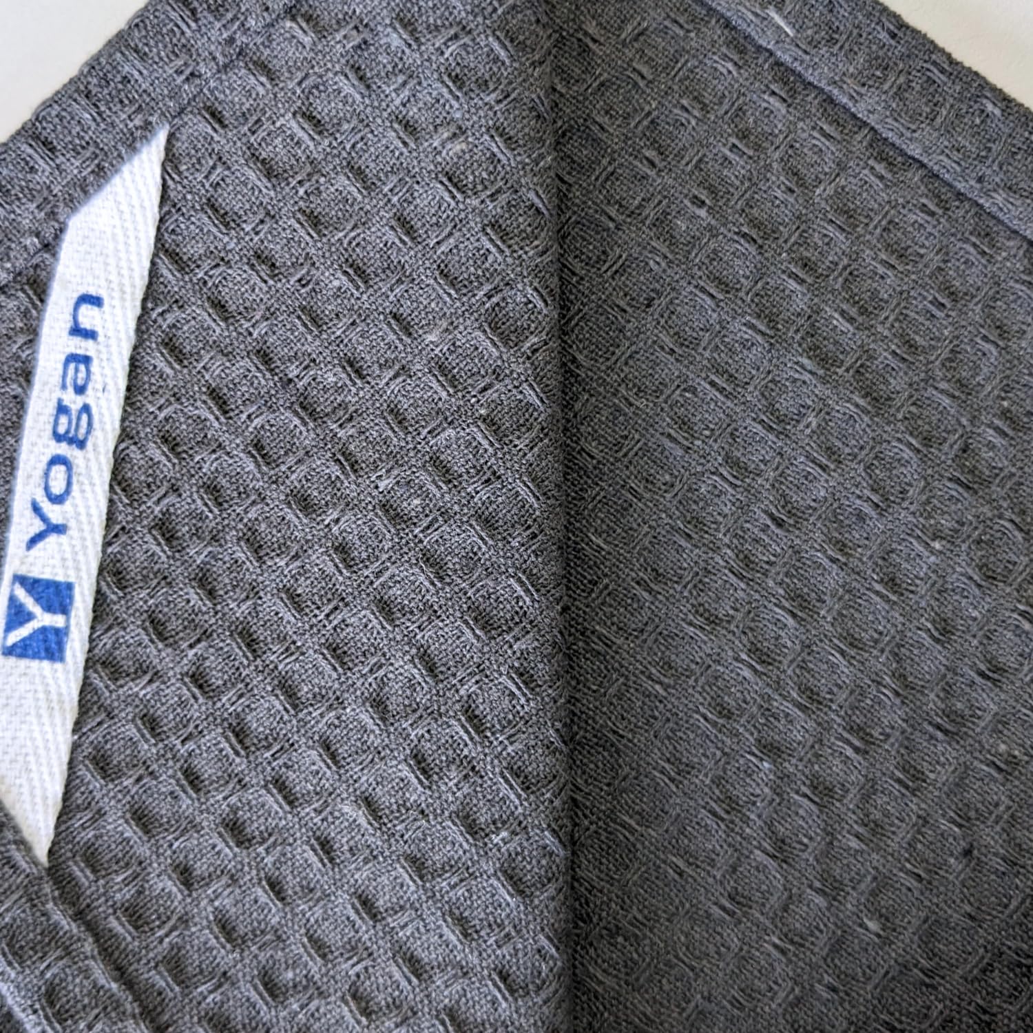 YOGAN Tea Towels/Kitchen Towels Pack of 5 | 100% Cotton | 50x70cm | Waffle Weave | Super Soft | Super Absorbent | Lint Free (Charcoal Grey)