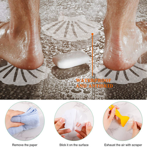 Pinenuts 20 Pcs Non Slip Bathtub Adhesive Stickers with Premium Scraper