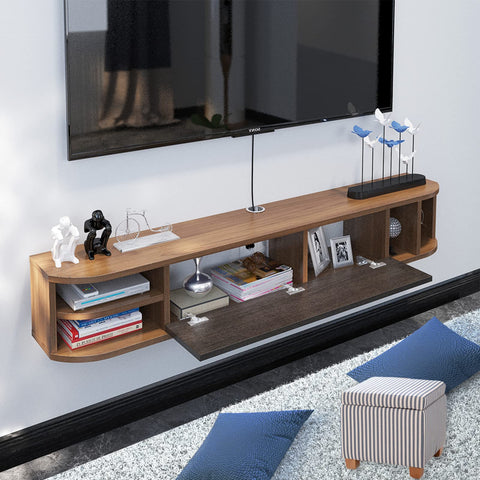 Pmnianhua Floating TV Shelves, Floating TV Unit Wall Mounted Under TV Stand Floating TV Console Entertainment Shelf Wall TV Cabinet for Living Room