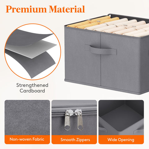 Lifewit Wardrobe Storage Box with lid, 30L, 40x30x25 cm, Grey, 3 Pack
