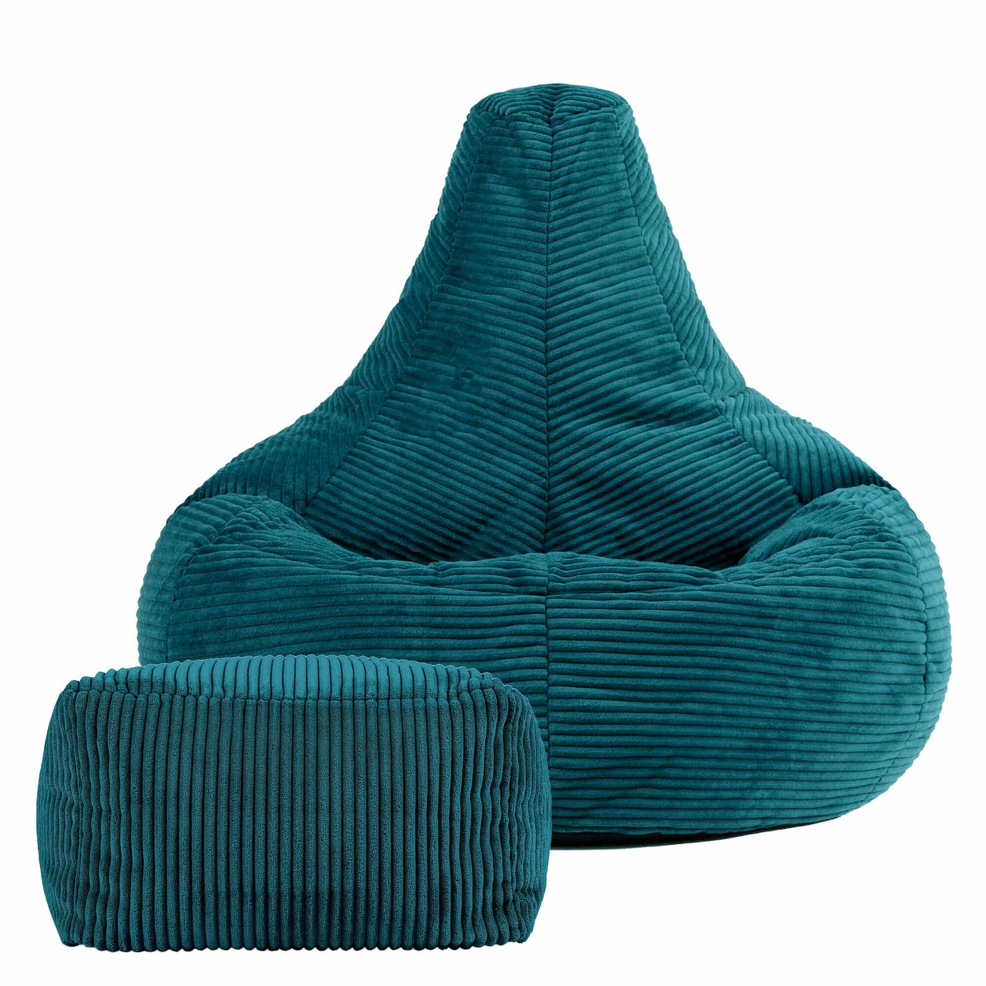icon Dalton Cord Bean Bag & Footstool with Filling Included, Teal