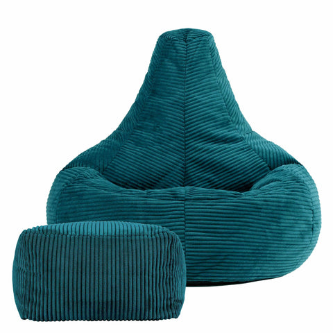 icon Dalton Cord Bean Bag & Footstool with Filling Included, Teal