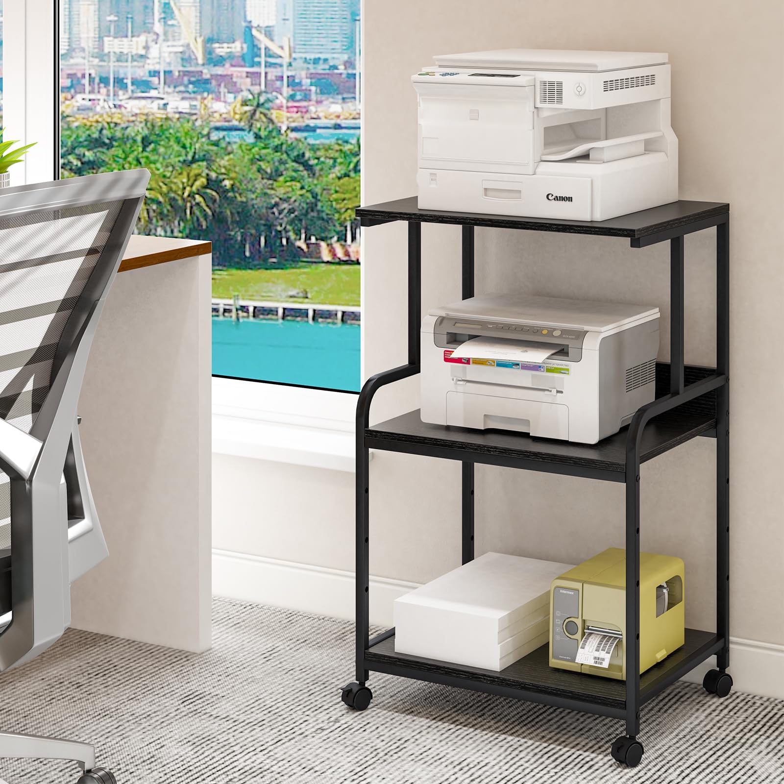 3-Tier Printer Stand Table with Storage,3d Printer Shelf,Multi-Purpose Printer Organizer With Shelf and Wheels