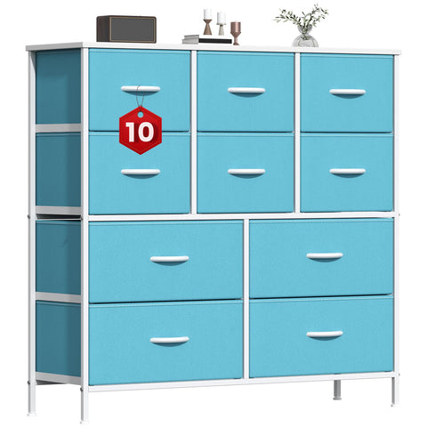 GoaHi Chest of Drawers, Large Dressers with Metal Frame and MDF Wooden Top Board, Adjustable Feet, Anti-Tip Safety