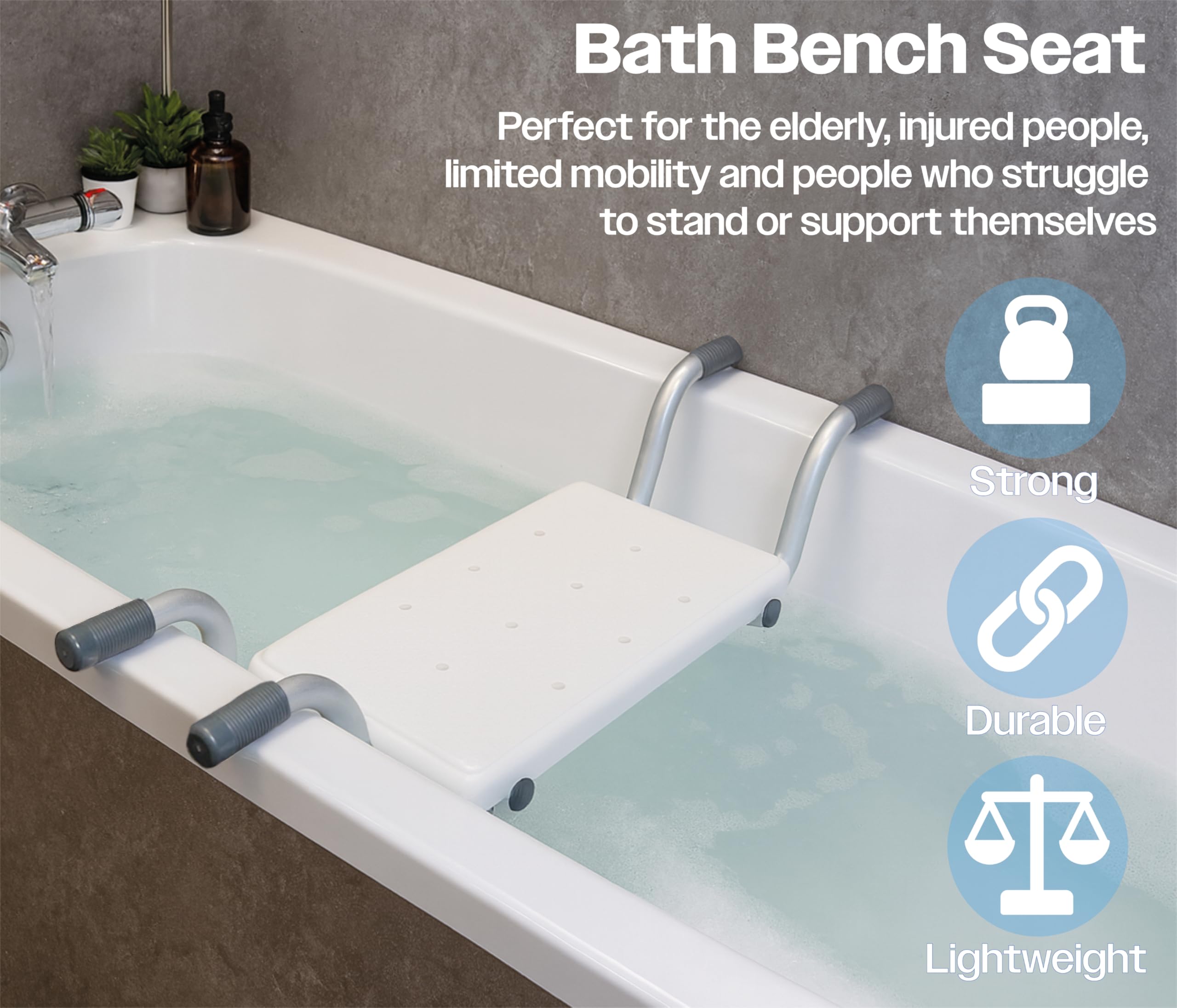Aidapt Suspended Bath Seat with Telescopic Arms – Adjustable 73–83cm | Non-Slip Handles