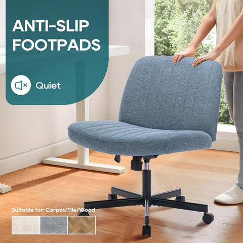 COLAMY Wide Office Chair, Padded Armless Task Vanity Chair Swivel Home Office Desk Chair 115°Rocking Mid Back Ergonomic Computer Chair for Home