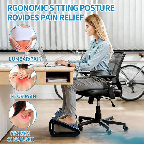 Foot Rest for Under Desk at Work, Ergonomic 6 Heights Adjustable Footrest with Massage Roller, Portable Under Desk Foot Stool for Home, Office ﻿