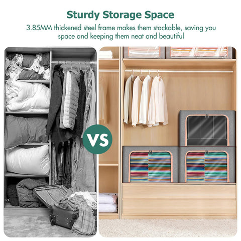 ZONJIE 2 Pack Clothes Storage Bags 66L Thick Oxford Fabric Stacking