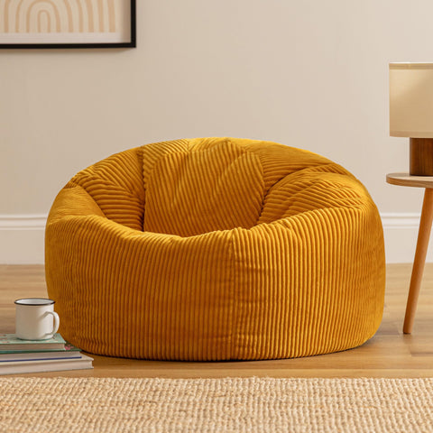 icon Kingston Cord Bean Bag with Filling Included, Set of 2, Yellow