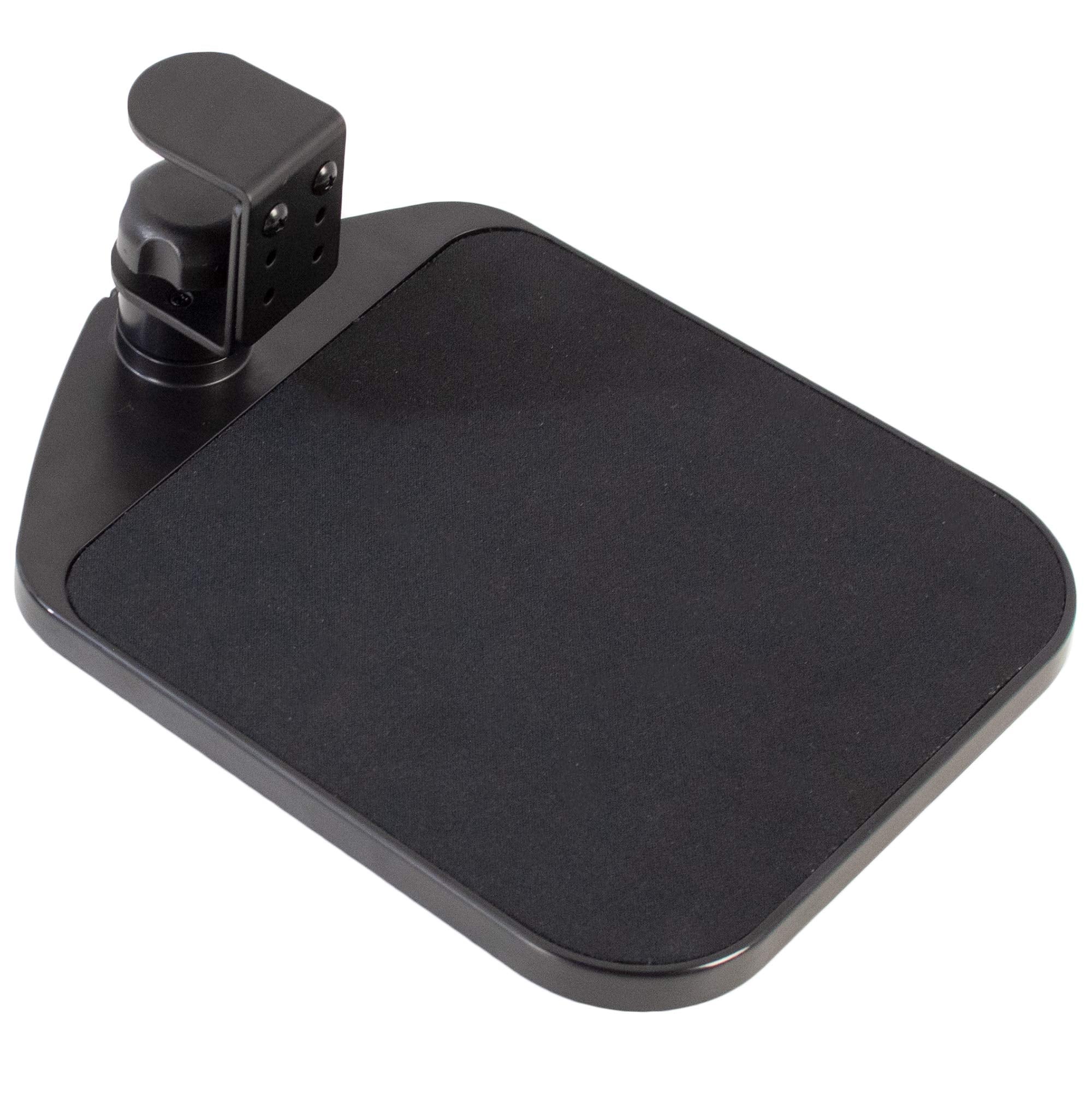 VIVO Clamp-on Mouse Pad Holder Platform, Adjustable Under Desk 360° Rotating Tray Rest Extension Attachment, up to 2 inch Desktops, Black, MOUNT-MS01A