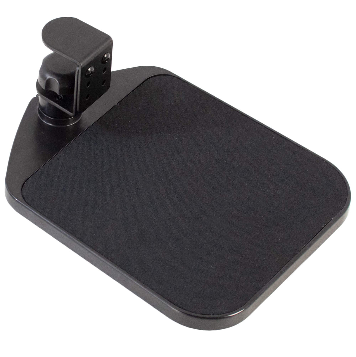 VIVO Clamp-on Mouse Pad Holder Platform, Adjustable Under Desk 360° Rotating Tray Rest Extension Attachment, up to 2 inch Desktops, Black, MOUNT-MS01A