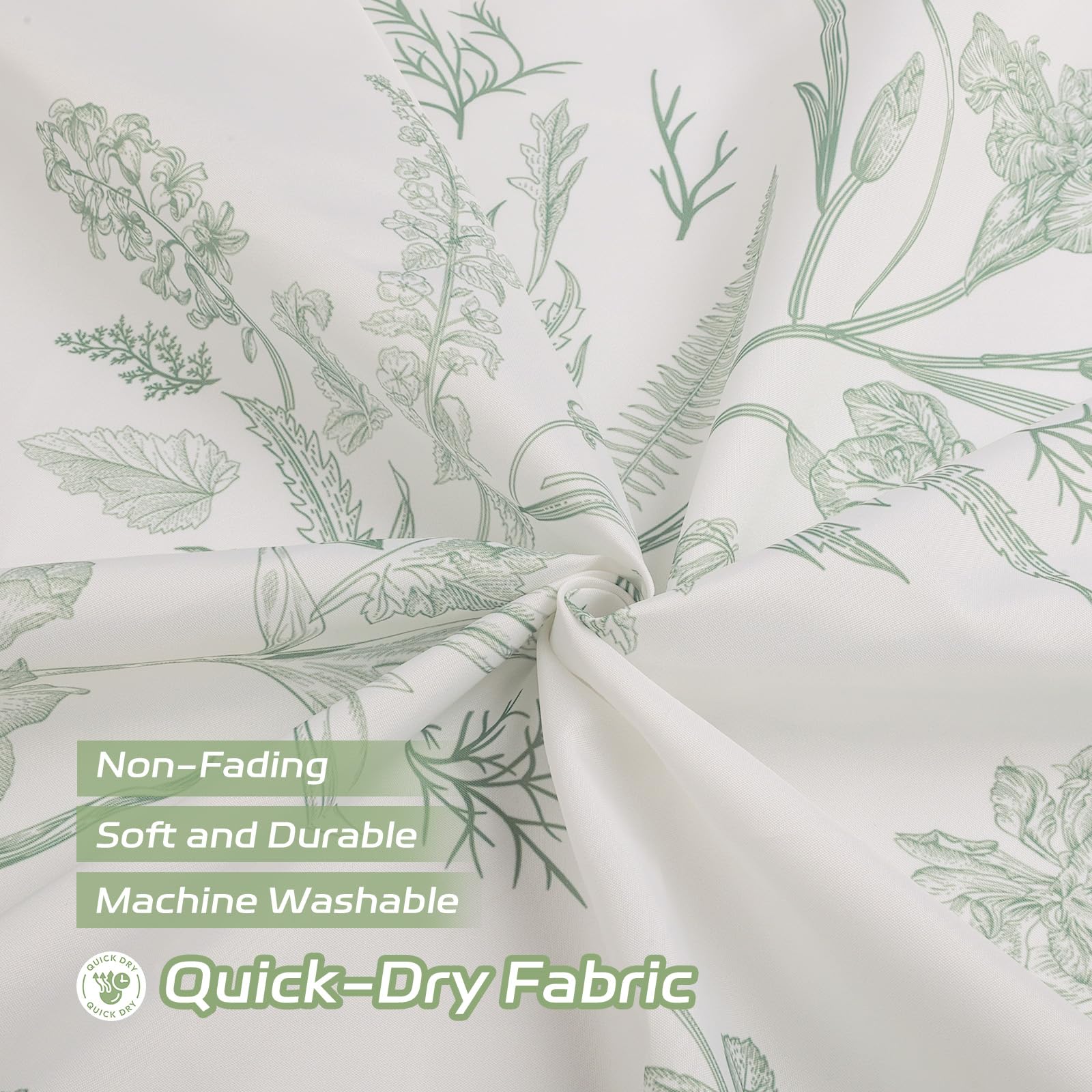 Dazzlewall Sage Green Shower Curtain for Bathroom Mould & Mildew Resistant