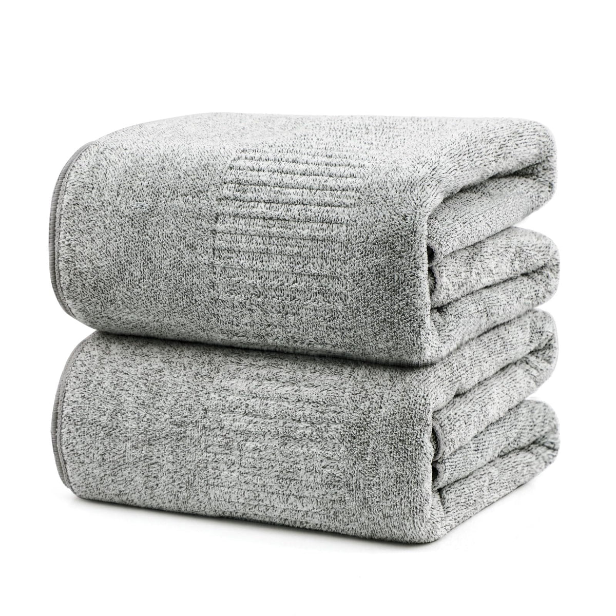 SEISSO Set of 2 Bath Towels, 88.9 × 160 cm Oversized Bath Sheets, Highly Absorbent & Quick-Drying Bamboo Fibre Towels for Bathroom Use, Grey