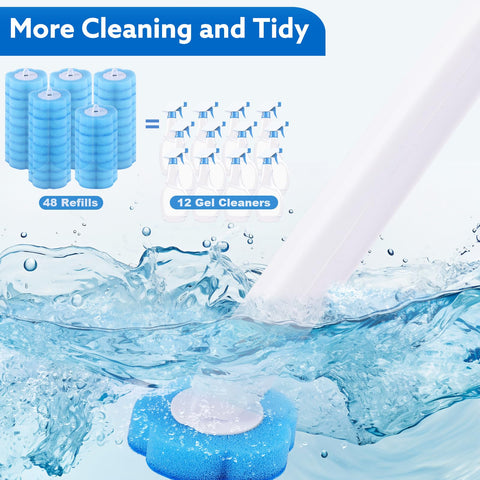 wlich Disposable Toilet Brush 48 Refills, Wall Mounted Holder for Bathroom