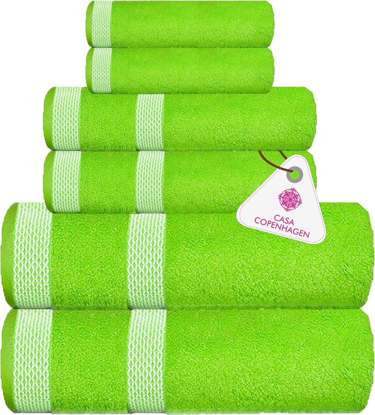 CASA COPENHAGEN Solitaire Towel Set, designed in Denmark, 600 g/m², Hotel & Spa, Kitchen & Bath, 6-piece set with 2 bath towels, 2 hand towels