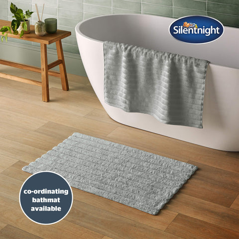Silentnight Ribbed Cotton Bath Sheet - Luxuriously Soft & Super Absorbent Deep Thick Pile Towel - 100% Cotton BCI - Textured Dense Ribbed Bath Sheet