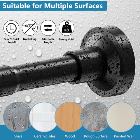 WELDUN Extendable Shower Curtain Tension Rod 48-154CM No Drill Rod