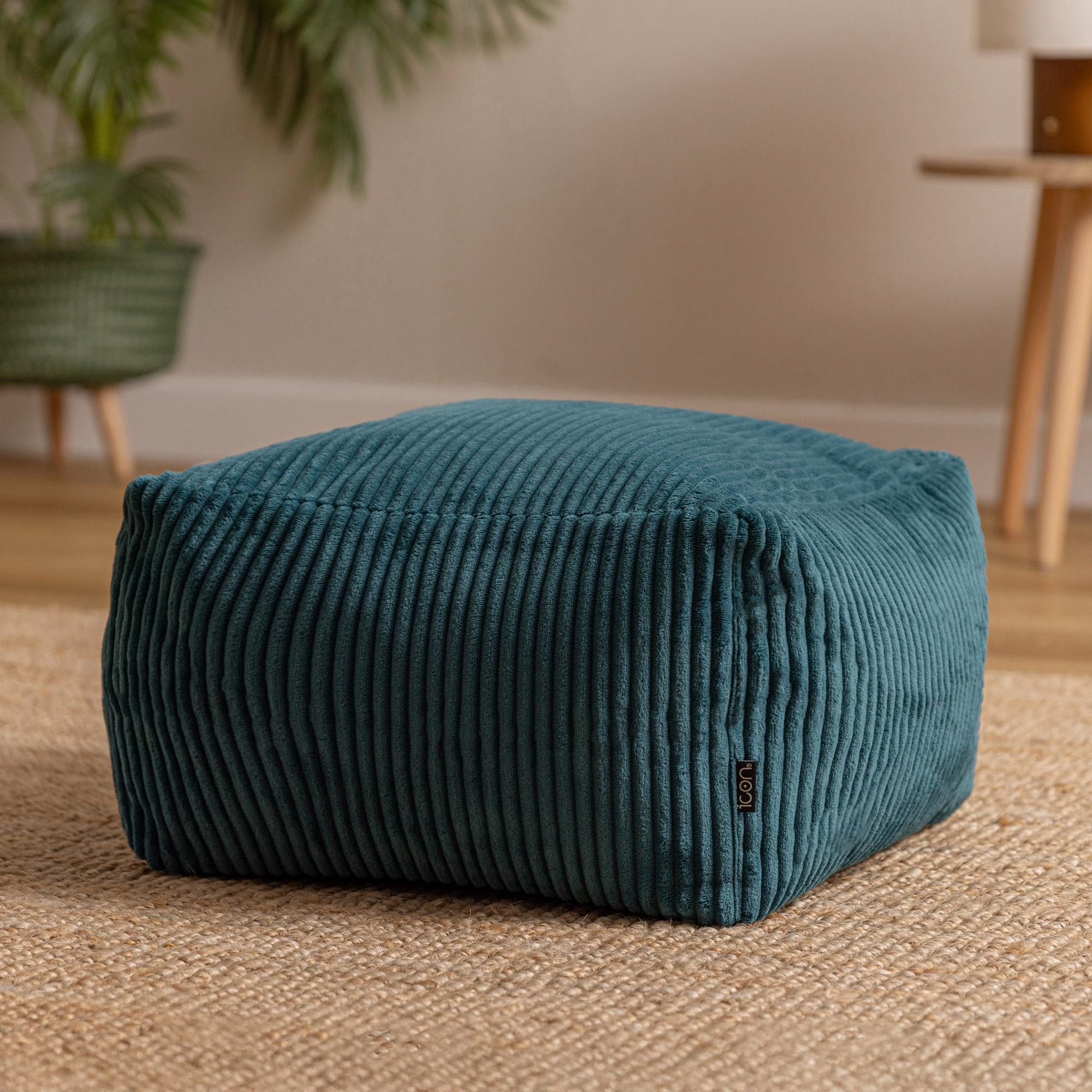 icon Amara Small Cord Bean Bag Footstool with Filling Included, Teal