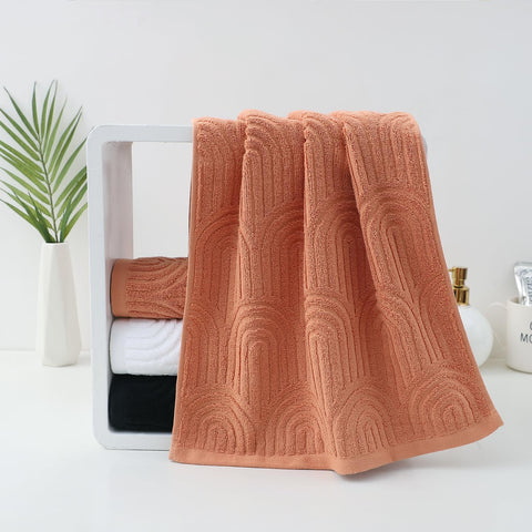 Pidada Hand Towels Set of 2 Striped Pattern 100% Cotton Absorbent Soft Decorative Towel for Bathroom (Burnt Orange)