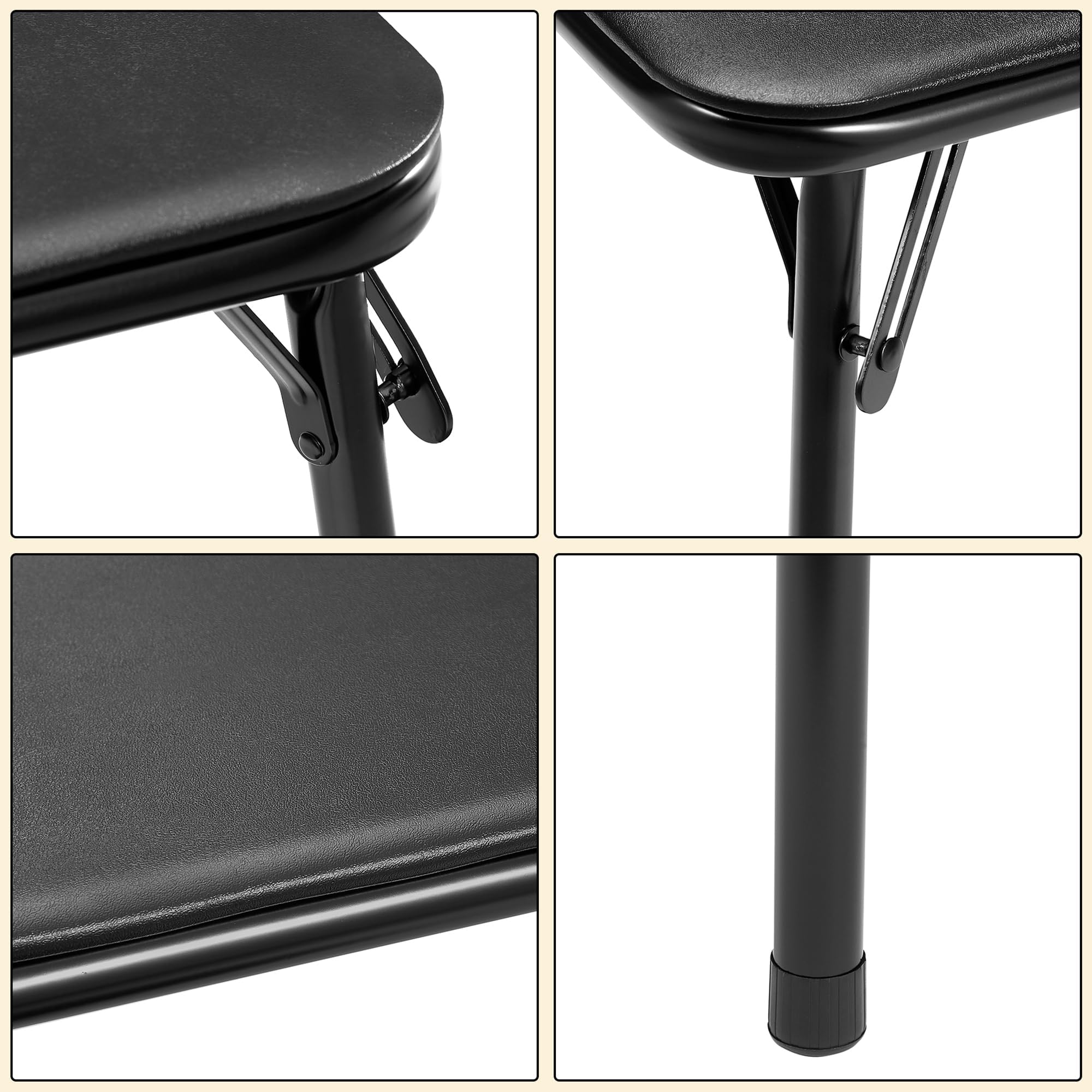 FurnitureR Folding Square Dining Table,Card Game Play Desk Portable for 4 People,Adults,Teens,Boys,Girls,Indoor,Outdoor,86x86x71cm,Black