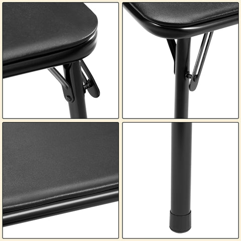 FurnitureR Folding Square Dining Table,Card Game Play Desk Portable for 4 People,Adults,Teens,Boys,Girls,Indoor,Outdoor,86x86x71cm,Black