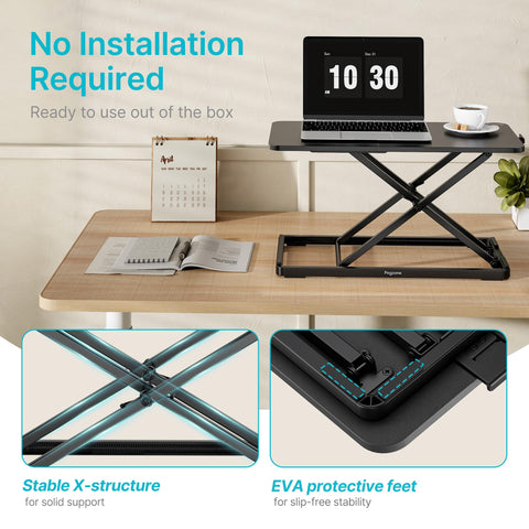 PEGZONE Standing Desk Converter, 24" x 12" Height Adjustable Desk Riser