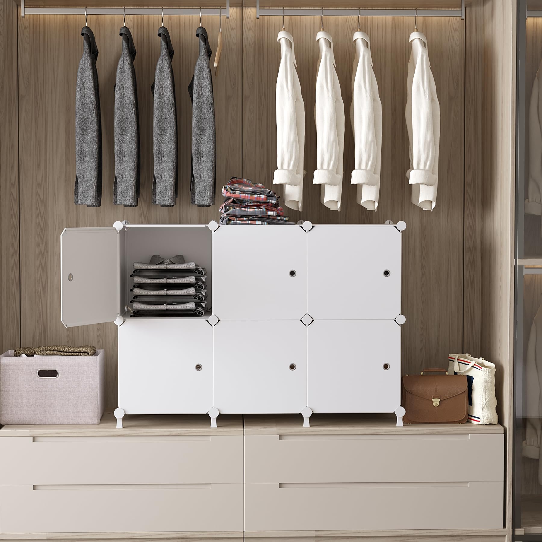 AWTATOS 6 Cube Storage Unit with Doors, Storage Cubes for Home Office