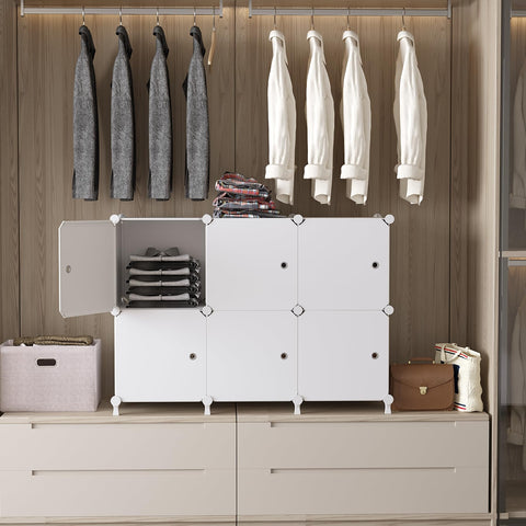 AWTATOS 6 Cube Storage Unit with Doors, Storage Cubes for Home Office