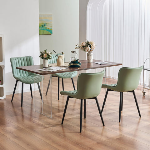 YOUNIKE Dining Chairs Set of 2 Modern Kitchen Dining Room Chairs with Metal Legs, Armless Upholstered Faux Leather Accent Chairs with Backrest