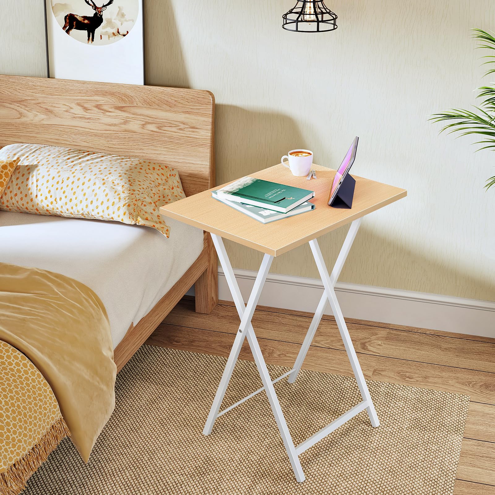 HOOBRO Side Table 2 Set, Folding Tables, TV Tray Table for Eating, Small Sofa End Laptop Drinks Coffee Tables for Small Space, Living Room