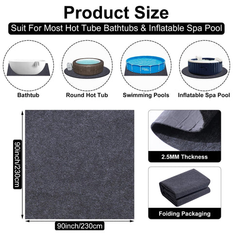 SINBLUE Square Hot Tub Flooring Mat 7.5 x 7.5 FT Inflatable Floor Protector
