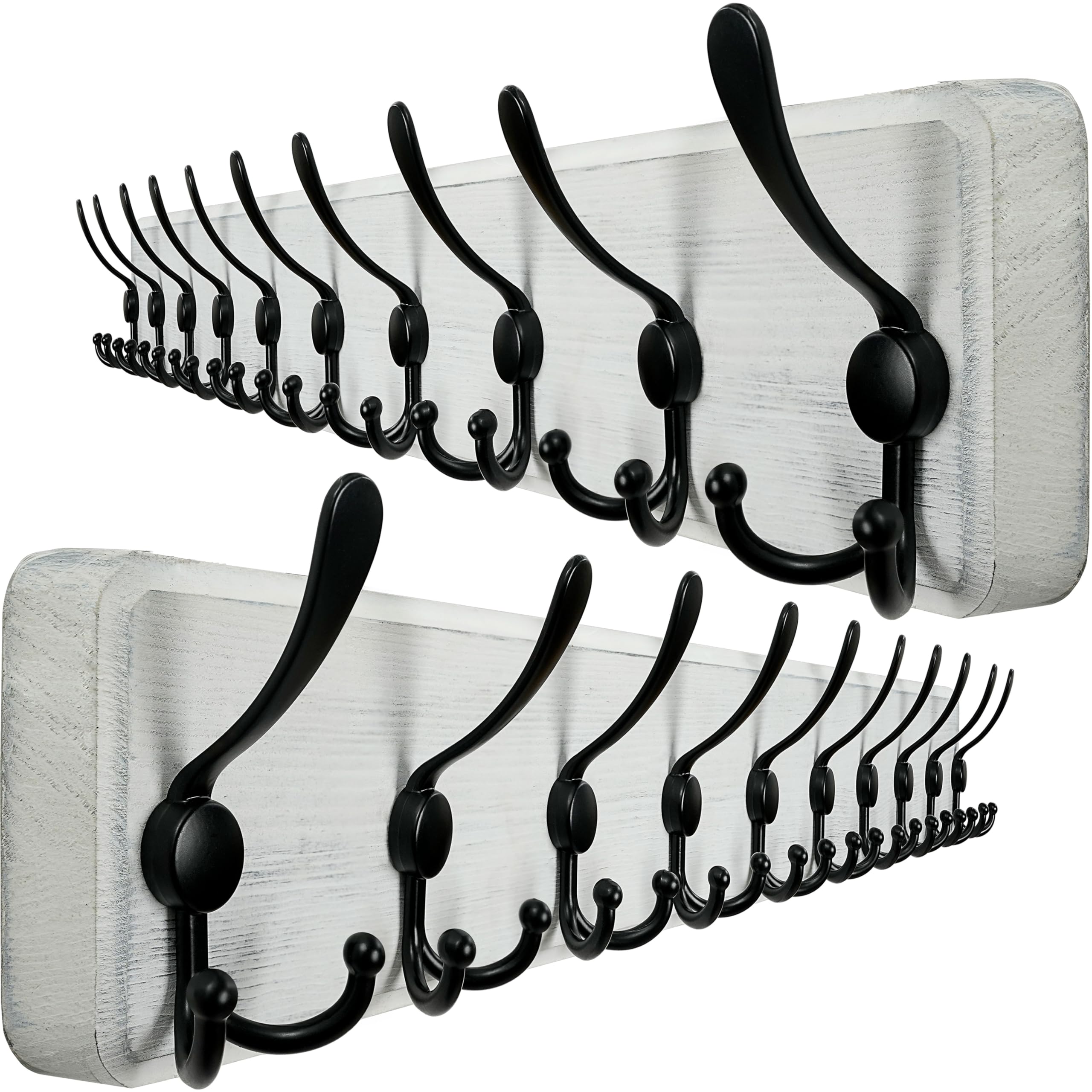 WEBI Coat Rack Wall Mounted,98cm Long,10 Hooks,Wood Coat Hooks Wall Mounted,Coat Hanger Wall,Hook Rack Rail,Triple Hooks for Hanging