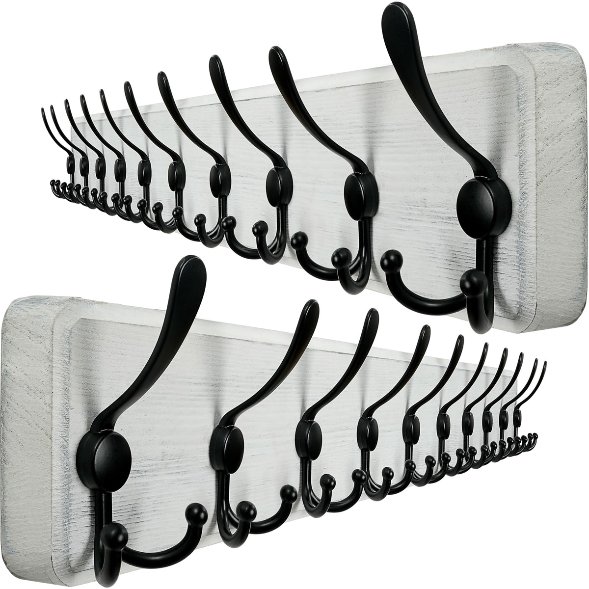 WEBI Coat Rack Wall Mounted,98cm Long,10 Hooks,Wood Coat Hooks Wall Mounted,Coat Hanger Wall,Hook Rack Rail,Triple Hooks for Hanging
