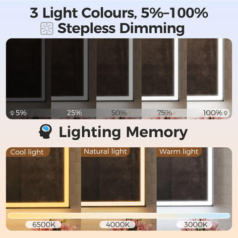 STARLEAD Illuminated-Bathroom-Mirror-Cabinets-with-Lights 500x700mm, Matte Black Aluminium Wall-Mounted-Storage with Adjustable Shelves