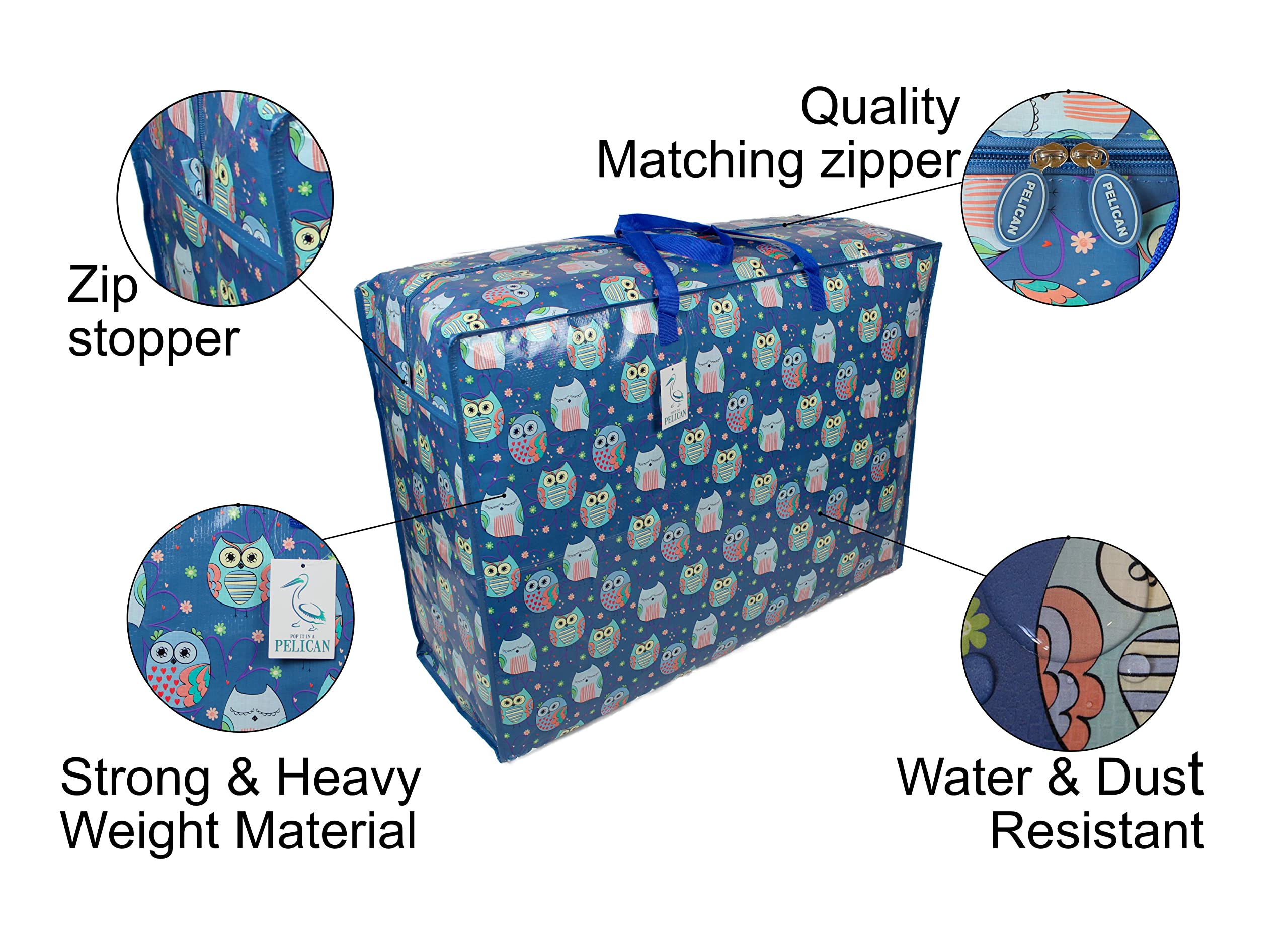Storage Bags, 65 ltr 1x Pack, Sleepy Owls print
